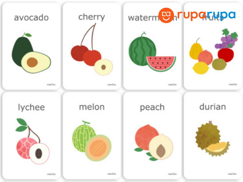 Mieredu Mainan Kartu Cognitive Flash Cards Fruits