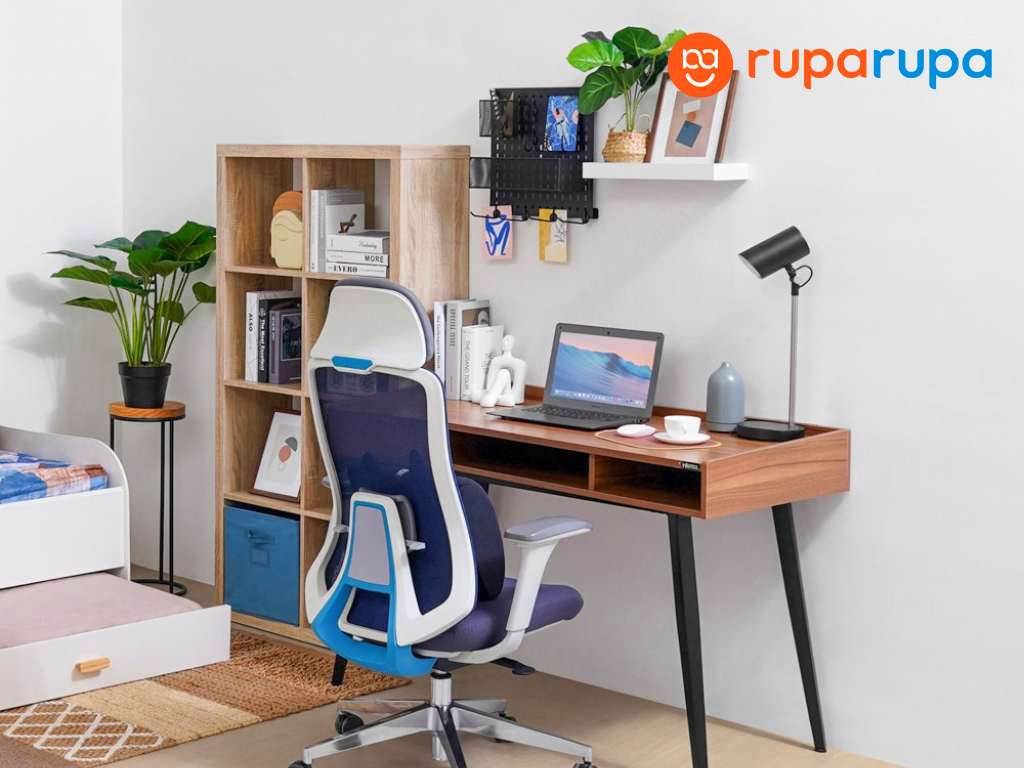 Sieben Stevenn Kursi Kantor Sandaran Tinggi - Putih biru