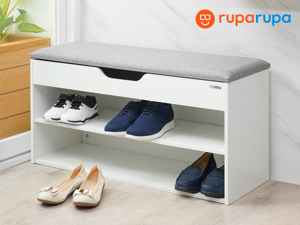 rak sepatu dengan bench