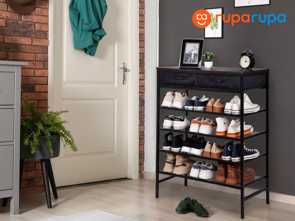 rak sepatu dengan laci