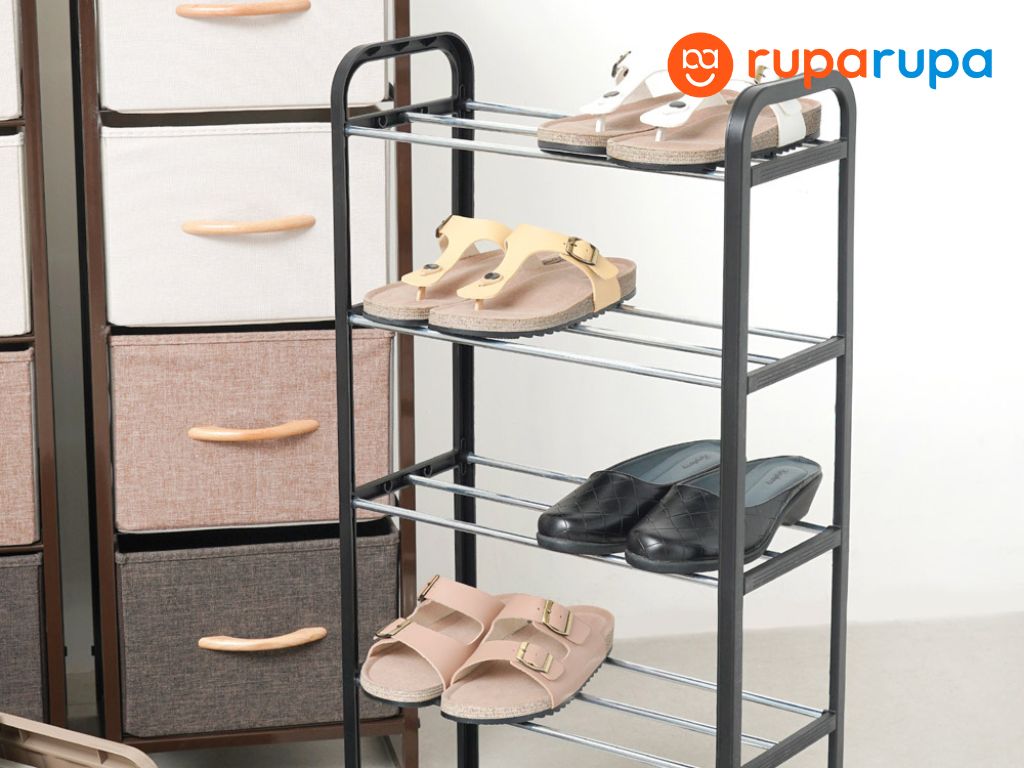rak sepatu minimalis model butik