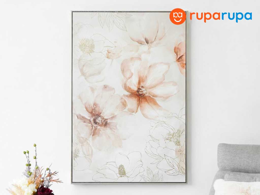 Hiasan Dinding 82.5x122.5x4.5 Cm Kanvas Lukisan Bunga V07