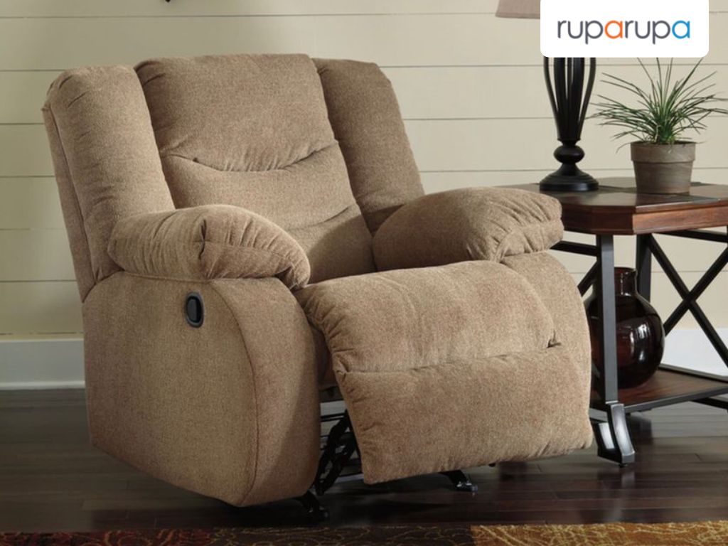 Ashley Tulen Sofa Recliner Fabric 1 Dudukan - Cokelat