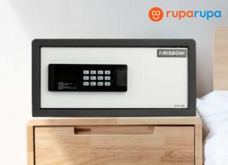 Krisbow 42x37x20 Cm Brankas Hotel 1.54 Mm H2702m - Hitam putih