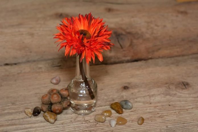 bunga plastik hiasan sudut ruang tamu