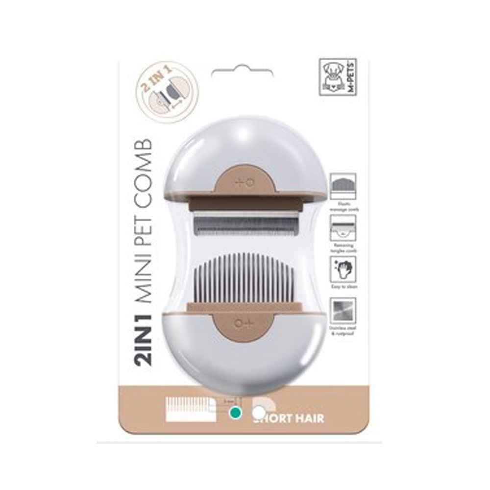 M-pets 2 In 1 Sisir Hewan Mini - Cokelat
