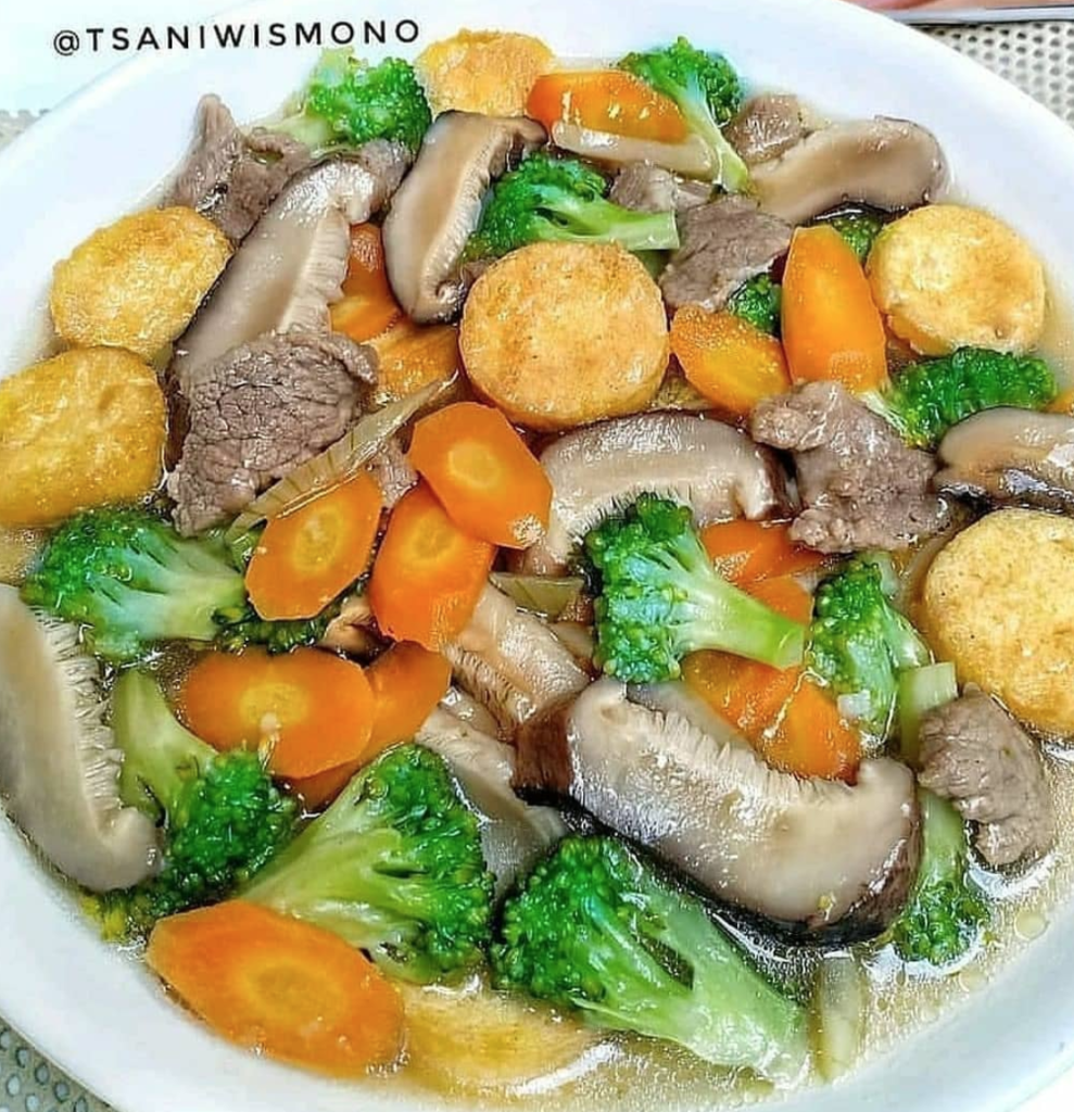 Resep Sapo tahu sapi jamur