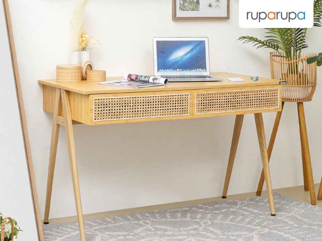 furniture rumah kayu meja kantor ala japandi