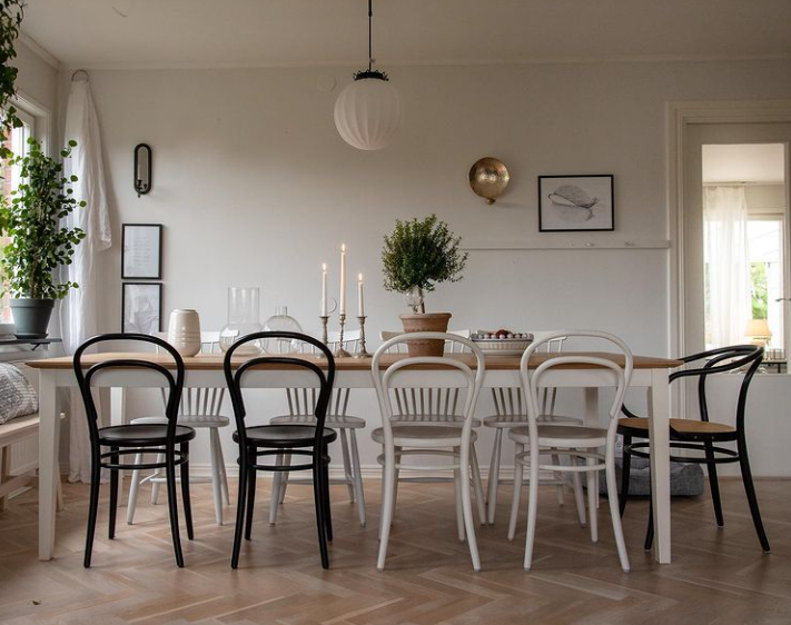 large tables in scandinavian interior