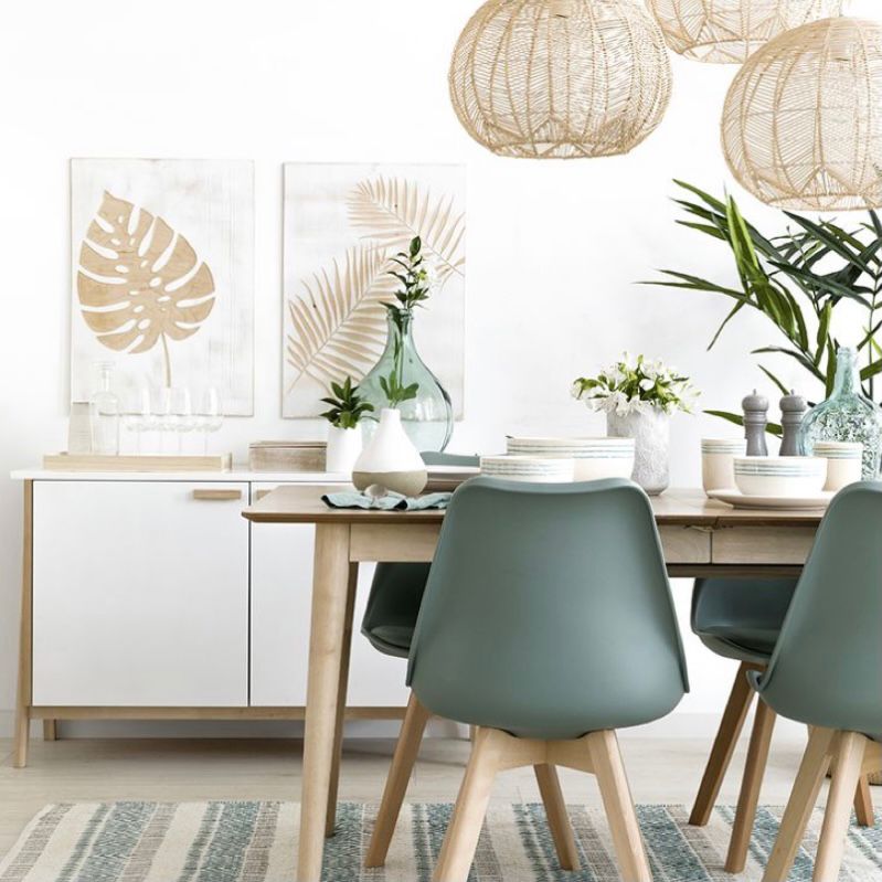 Kombinasi warna cream dan hijau yang menyegarkan