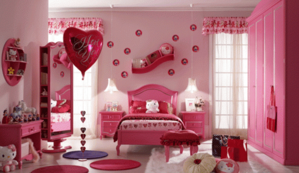 desain kamar tidur anak hello kitty