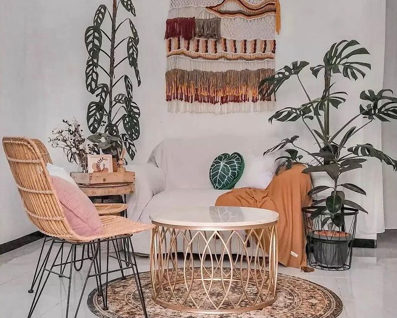 ruang tamu tema bohemian