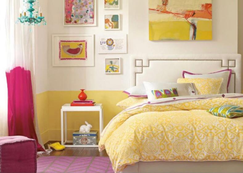 kamar kuning dengan kesan lembut