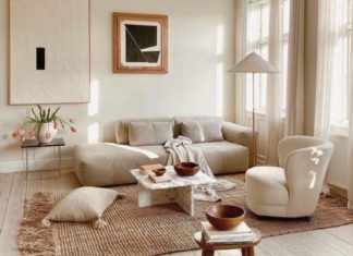 dekorasi ruang tamu japandi