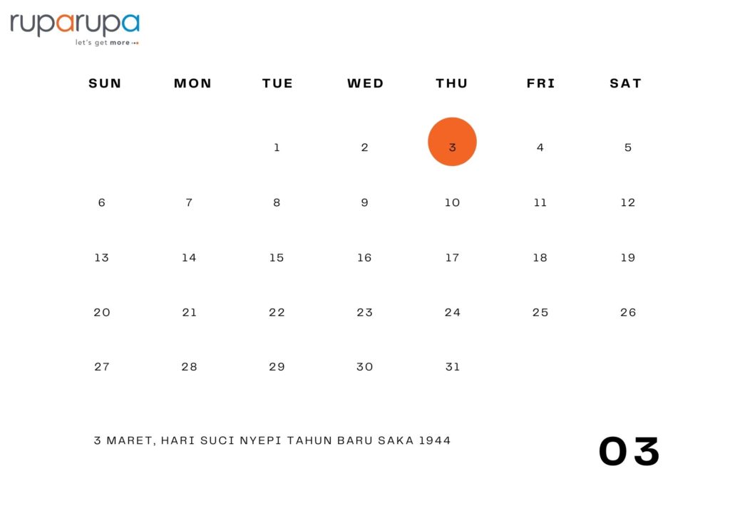 Hari libur nasional 2022 Maret