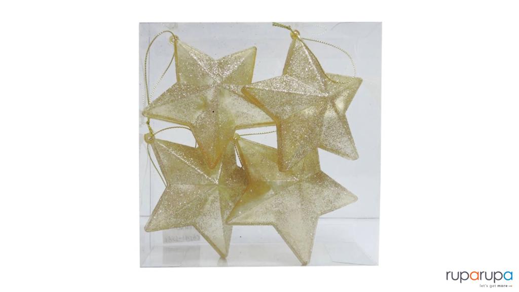 Noelle 10 Cm Set 4 Pcs Dekorasi Natal Christmas Star - Gold