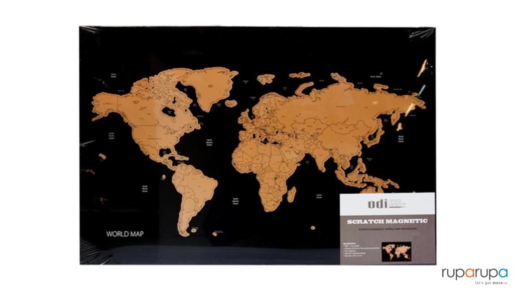 Odi 60x40 Cm Scratch Magnetic Board Map