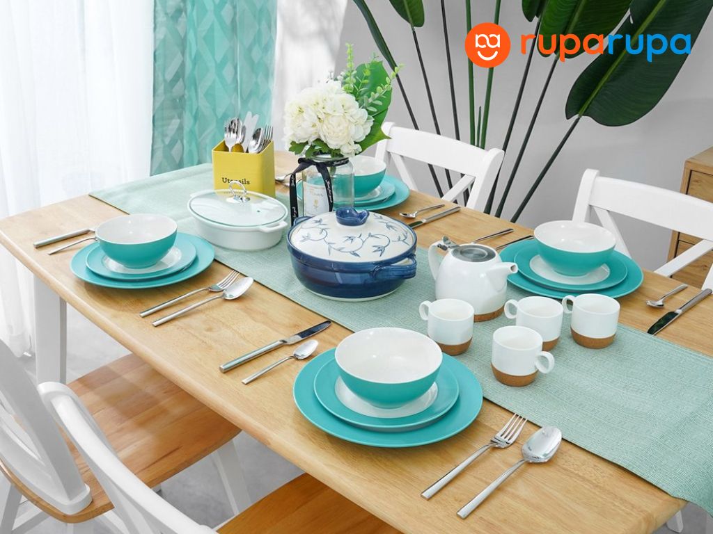 perlengkapan meja makan hijau