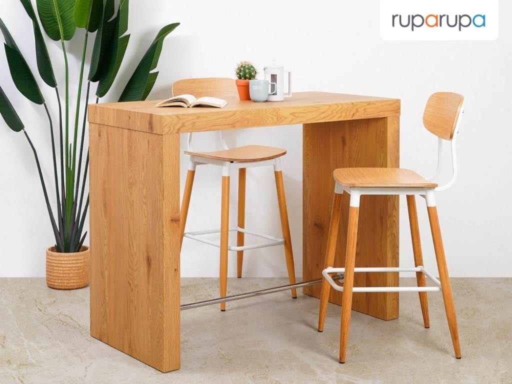desain ruang keluarga minimalis dengan meja bar di dapur