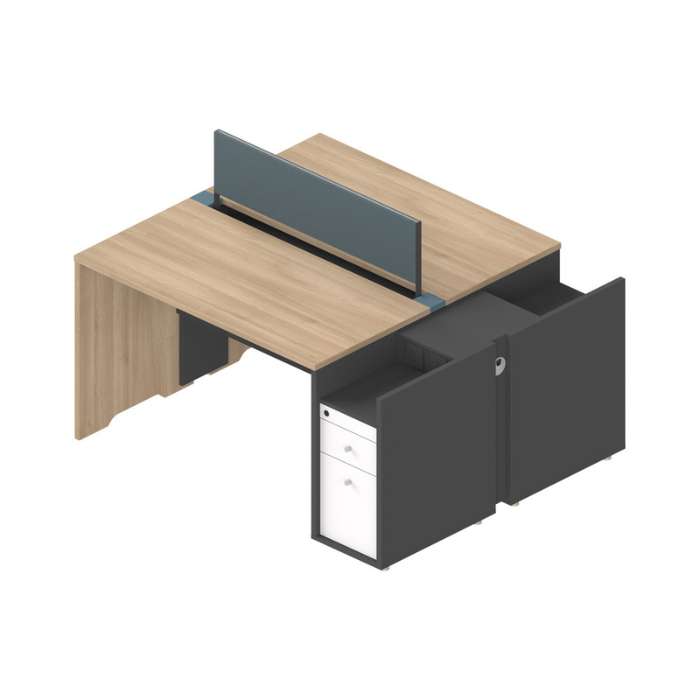 Informa Mori Meja Kantor Untuk 2 Kursi - Akazie Wood