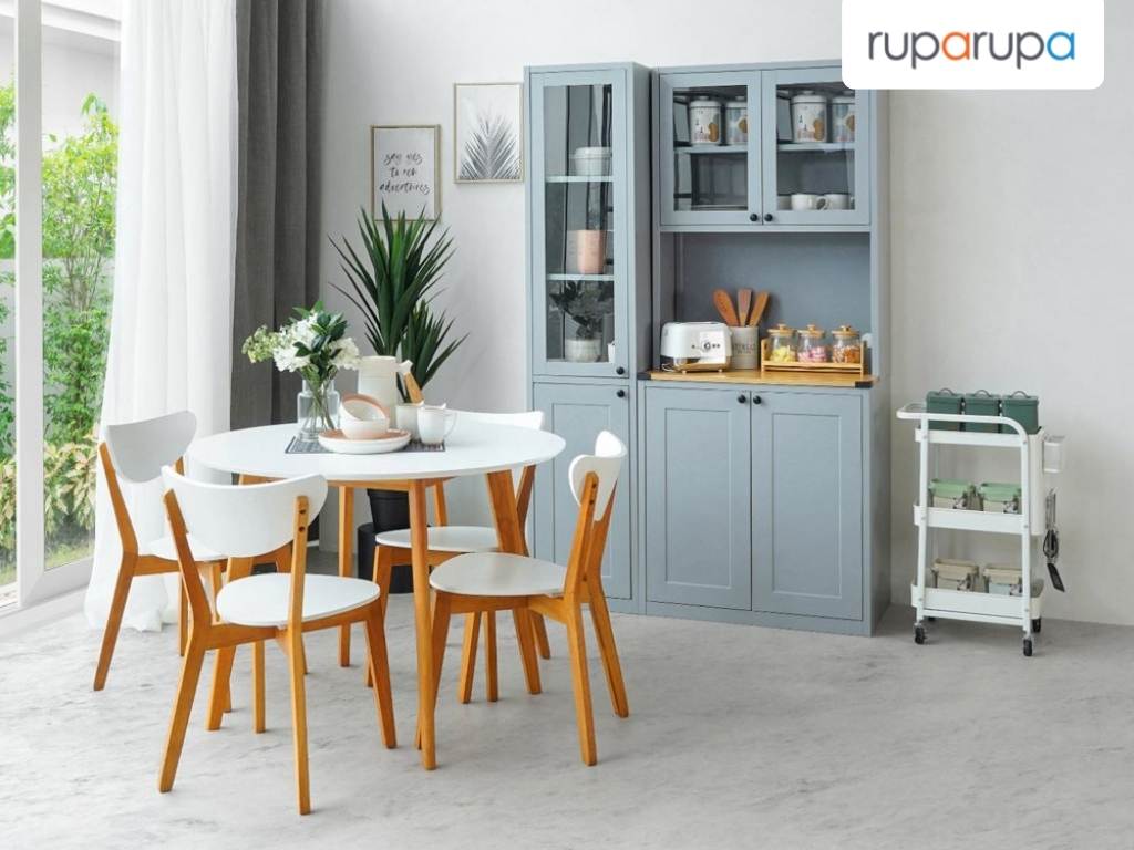 model meja makan minimalis Lazio Set Meja Makan 4 Kursi - Putih