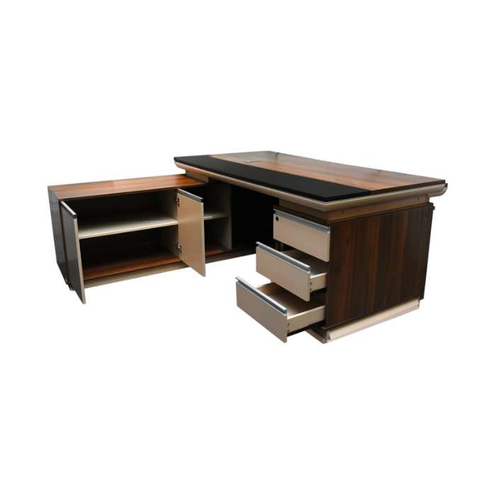 Monthana Meja Kantor Manager Sisi Kiri 1809 - Cokelat