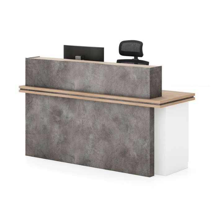 Mori Meja Resepsionis - Abu-abu Cokelat Kayu Akazie