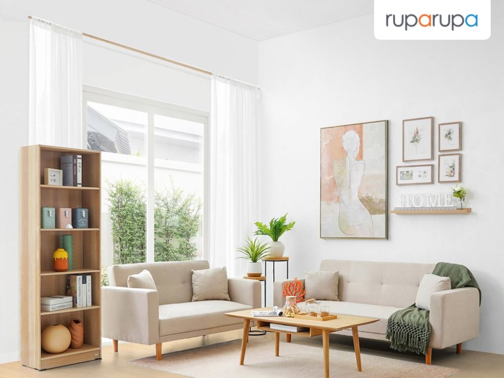 sofa ruang tamu high ceiling