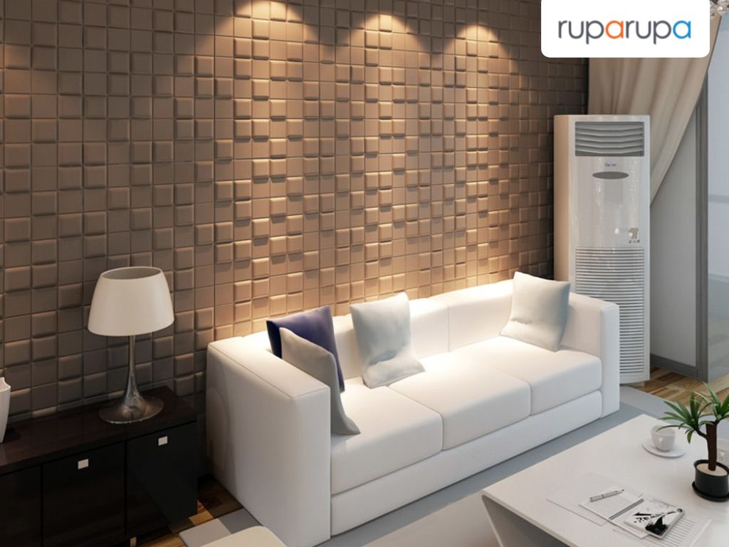 wallpaper ruang tamu geometris