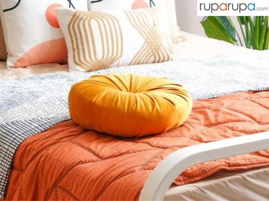 Bantal Sofa 40 Cm Stitch Round Quinn - Orange dekorasi kamar tidur