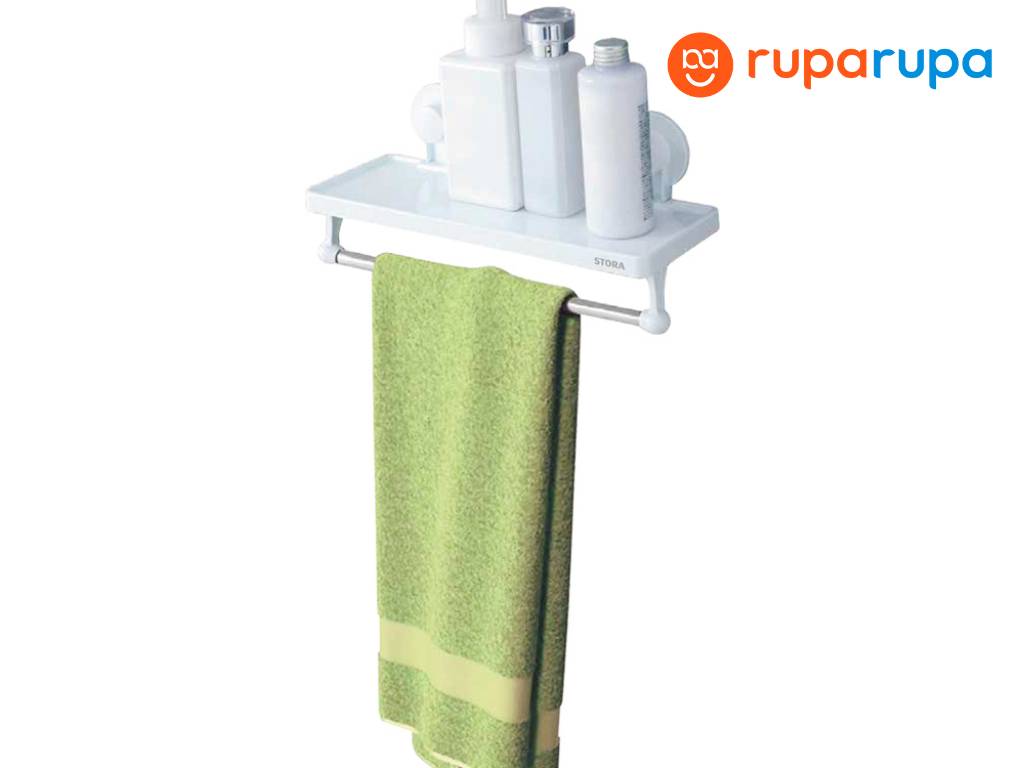 Stora Rak Kamar Mandi Dengan Gantungan Handuk - Putih