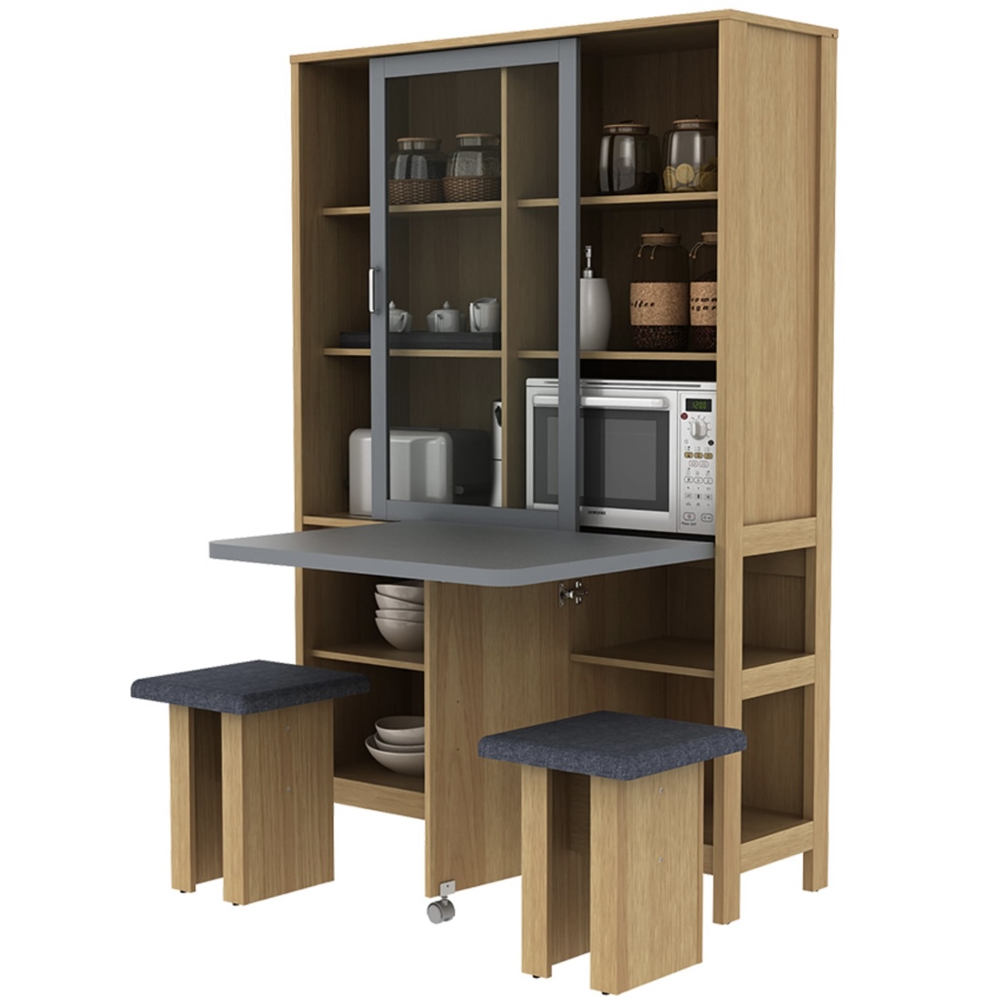 Pragya Kabinet Dapur Serbaguna - Abu-abu