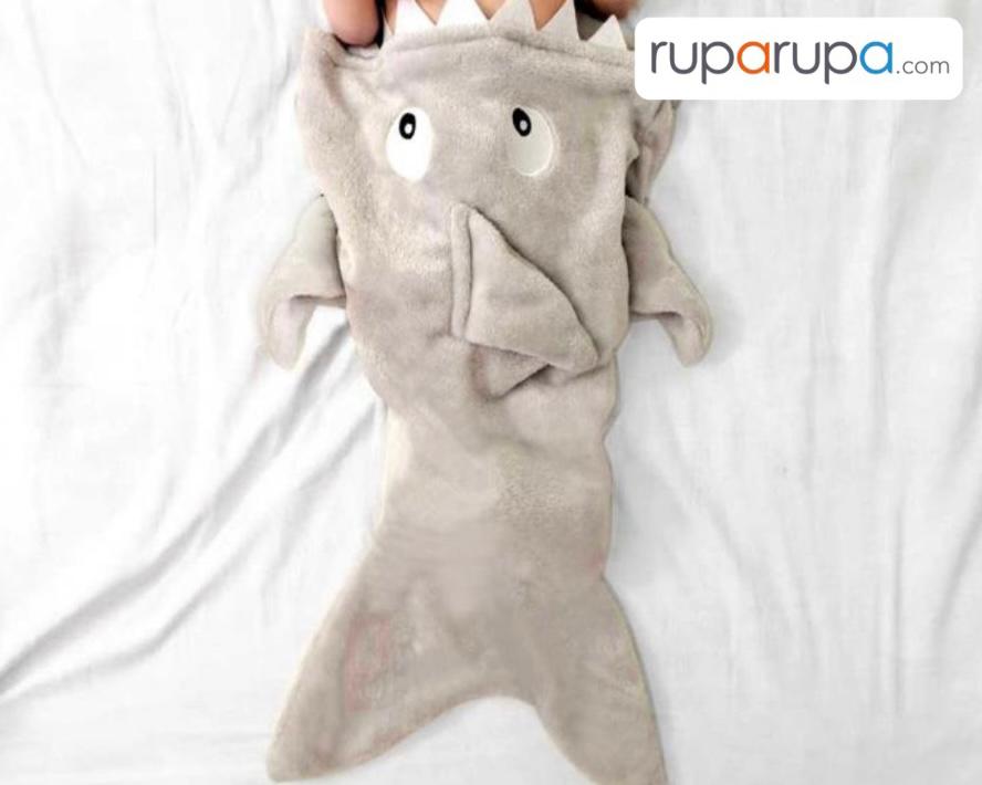 Ataru 40x50 Cm Selimut Bayi Shark - Abu-abu kado untuk bayi baru lahir