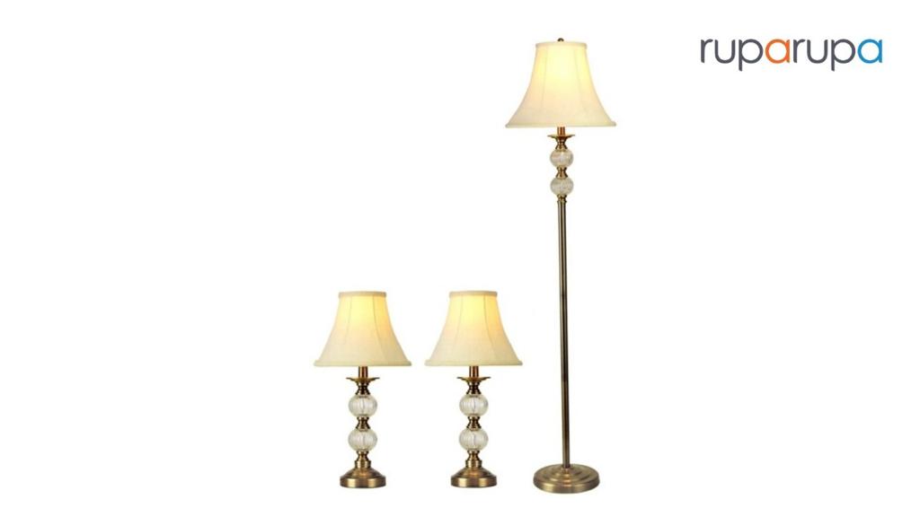 Eglare Dwella Set 3 Pcs Lampu Meja & Lantai - Antique Brass