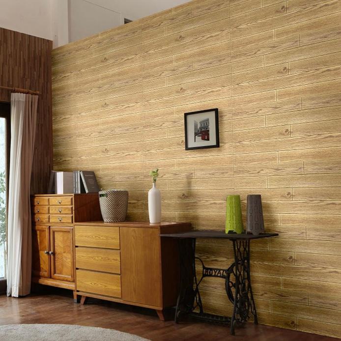 Arthome Wallpaper 3d Motif Kayu 70x77 Cm - Ek