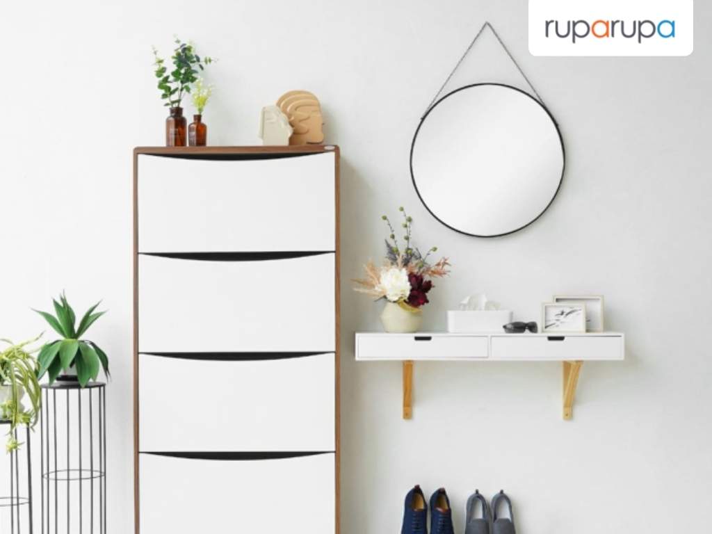 Chicago Rak Dinding - Putih model rak kayu