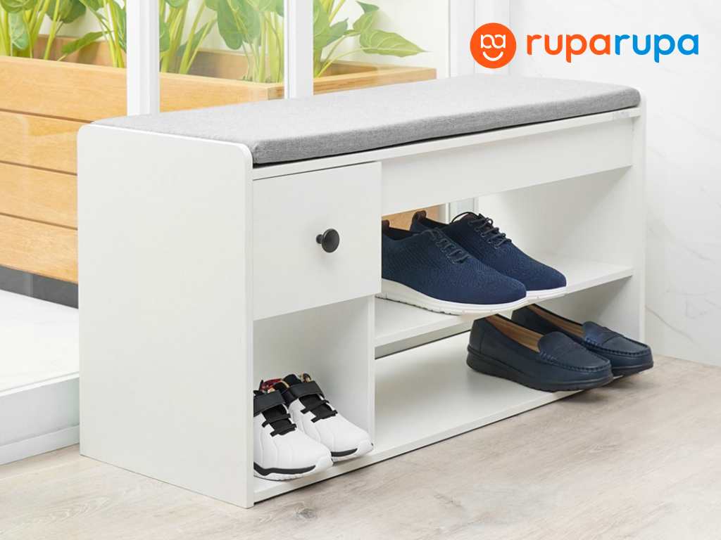 Dario Bangku Rak Sepatu 3 Tingkat - Putih