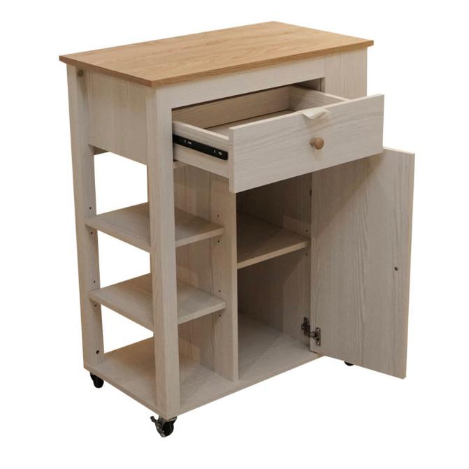 Galvin Troli Dapur - Putih model rak kayu