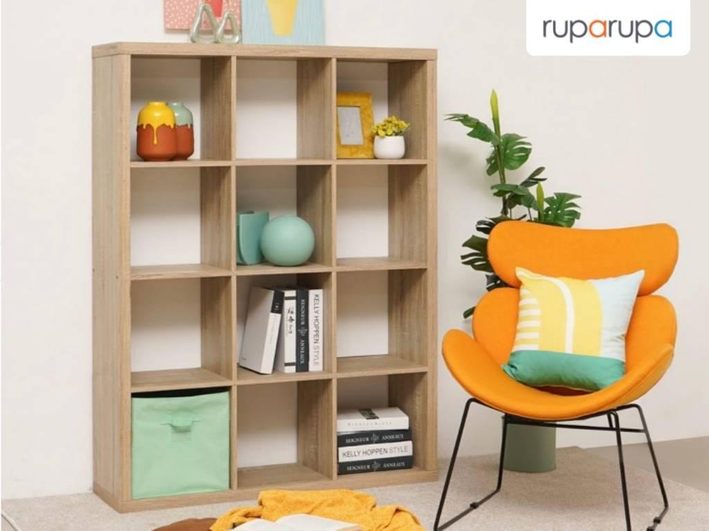 Kubos Rak Buku 12 Kompartemen - Cokelat Kayu rekomendasi rak kayu