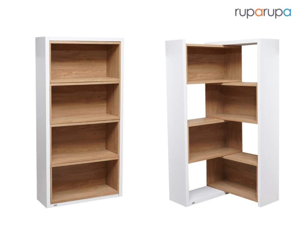 Mac Rak Buku - Putihoak model rak kayu