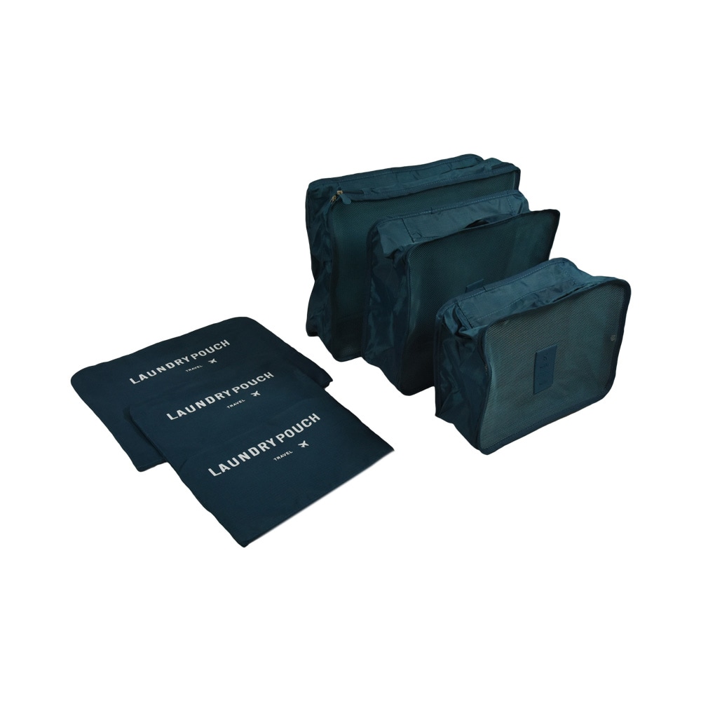 Passport Pouch Travel Set 6 Pcs - Biru