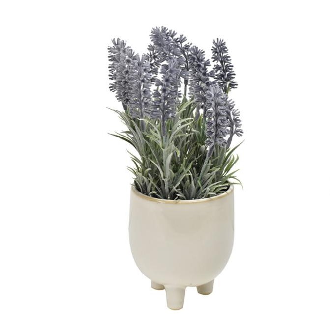 Arthome 31 Cm Tanaman Artifisial Flocking Lavender Dengan Pot Keramik