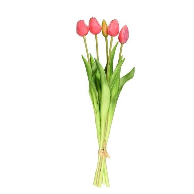 bunga meja makan Arthome 43 Cm Bunga Artifisial Tulip Bush - Pink