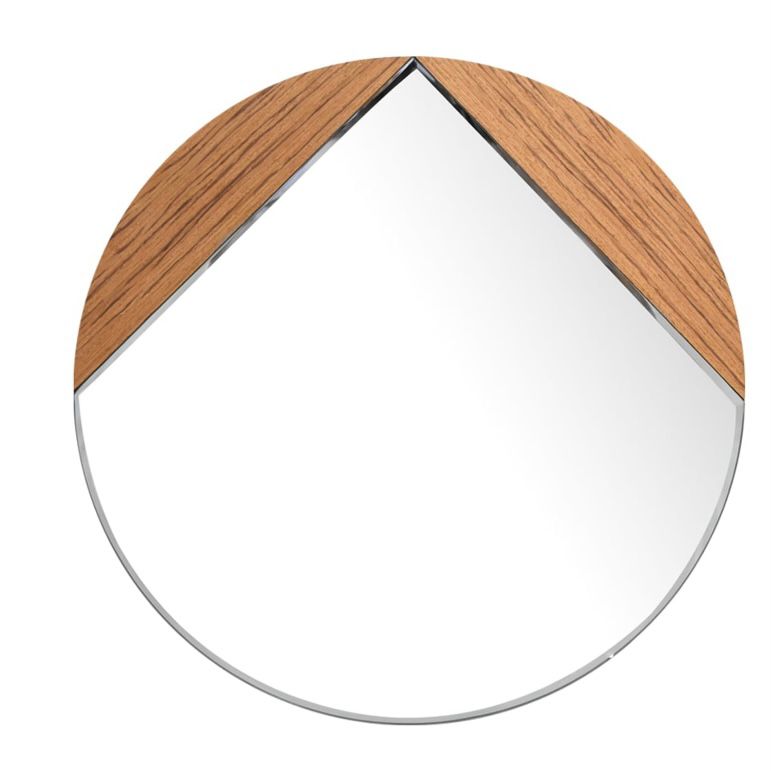 Cermin dinding natural dengan ornamen kayu