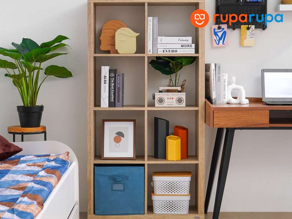 Kubos Rak Buku 4 Tingkat - Cokelat Oak