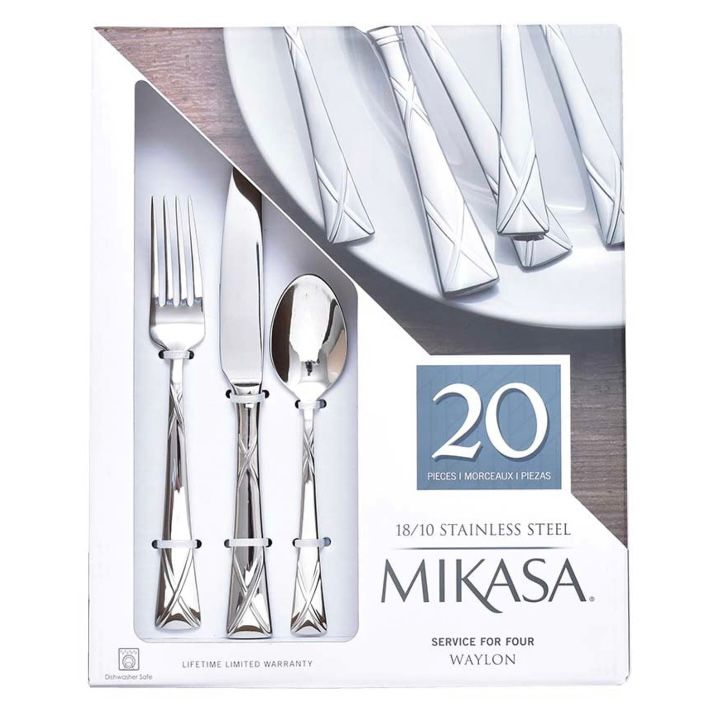 Mikasa Waylon Set 20 Pcs Alat Makan Silver Terbaru untuk aturan table manner