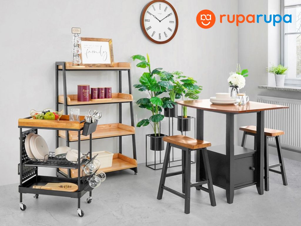 interior ruang makan earth tone