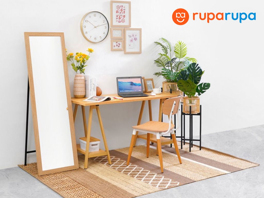 ruang kerja earth tone