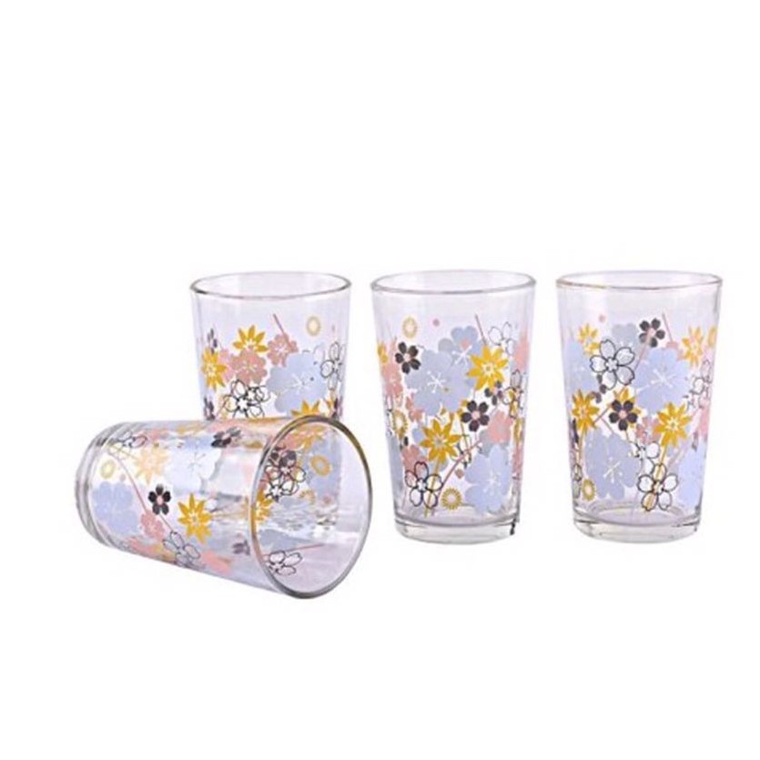 Appetite 325 Ml Set 4 Pcs Gelas Kaca Motif Bunga