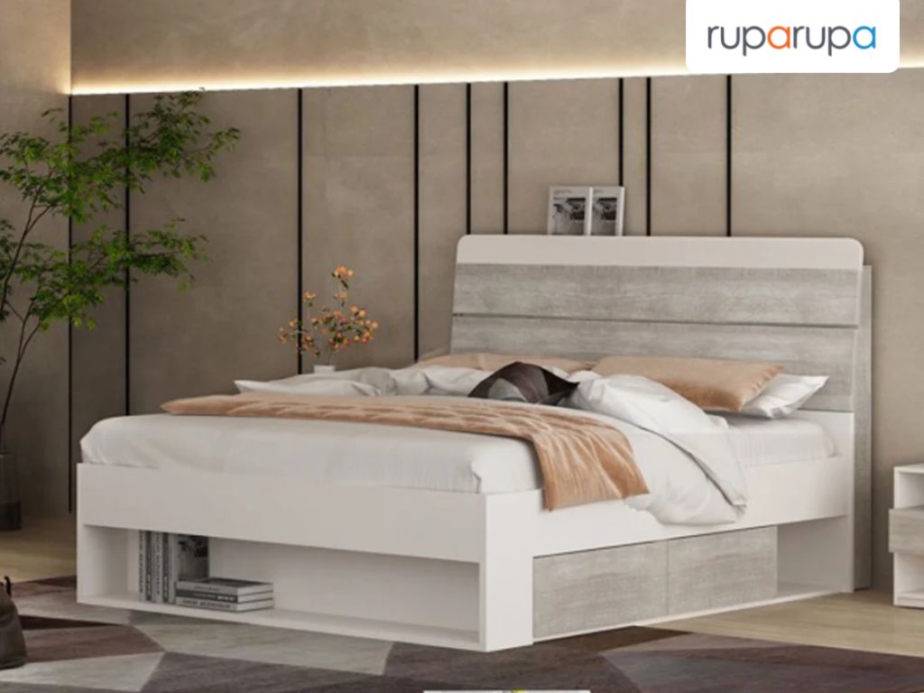 Carol Ii Set Tempat Tidur King Concrete - Putih